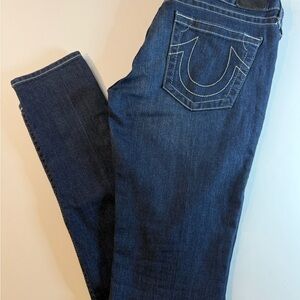 True Religion Jeans Stella Skinny Low Rise Medium Dark Wash Womens Size 30x34